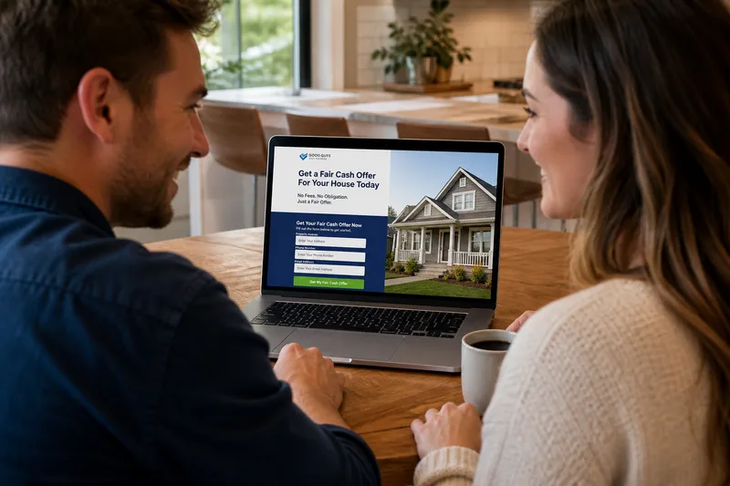Couple filling out home selling form
